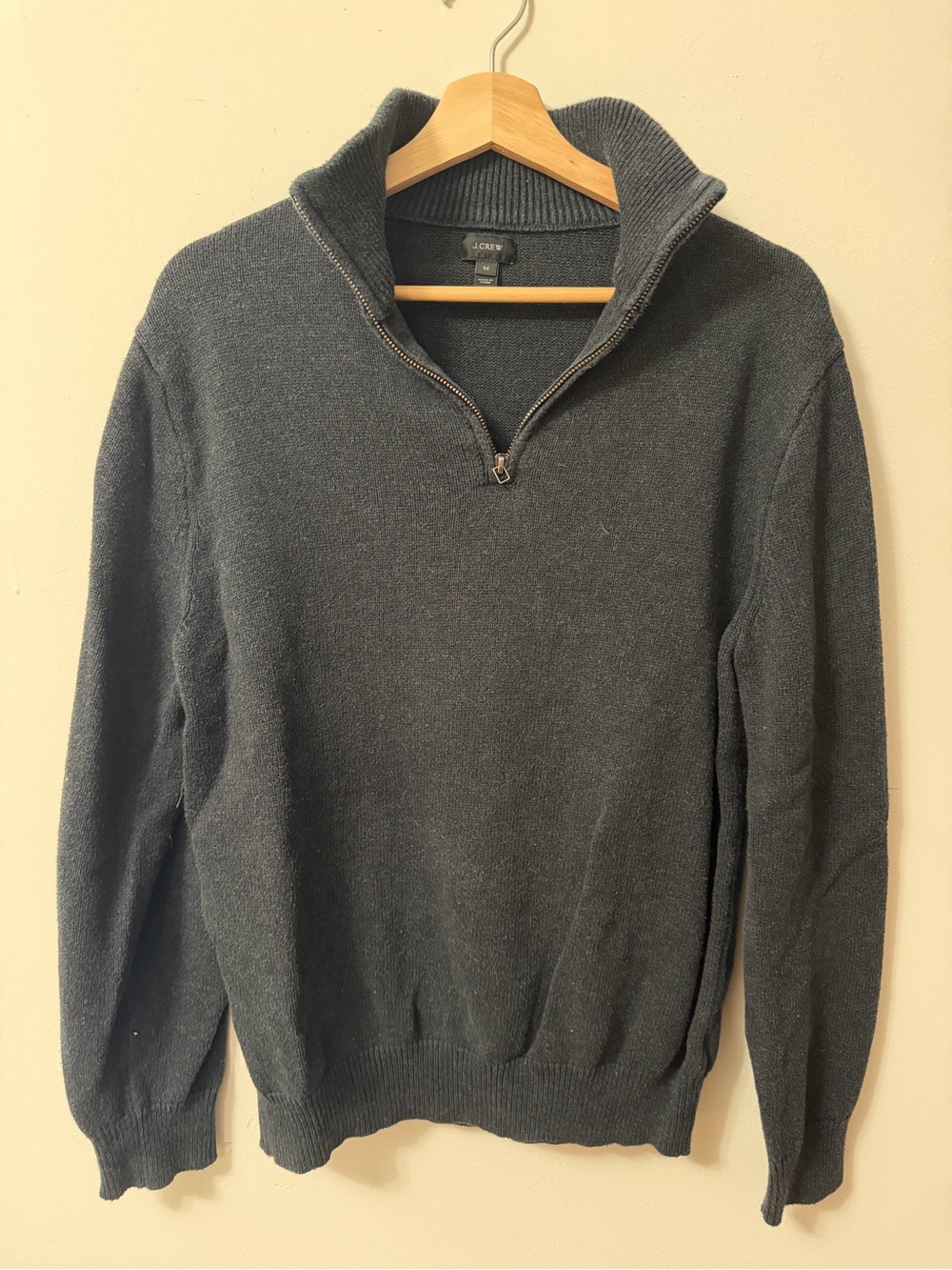 J. Crew Men’s Charcoal 1/4 Zip Mock Neck Sweater